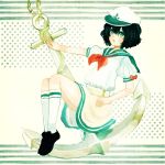  anchor black_hair blue_eyes footwear hat murasa_minamitsu open_mouth sailor sailor_hat shoes short_hair skirt socks solo touhou yujup 