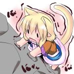  animal_ears blonde_hair cat_ears cat_tail chibi climbing commentary_request extra_ears hoshizuki_(seigetsu) kemonomimi_mode mizuhashi_parsee open_mouth puru-see scarf solo tail touhou trembling 