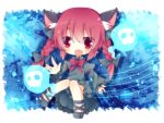  :3 animal_ears black_dress blush braid cat_ears chibi dress hair_ribbon kaenbyou_rin minamiya_mia open_mouth outstretched_hand red_eyes red_hair redhead ribbon skull solo tail touhou twin_braids upskirt 