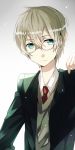  1boy blonde_hair eugeo glasses green_eyes jianmo_sl male school_uniform short_hair solo sword_art_online 