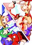  arami-taito blonde_hair blue_eyes frog frown gourd green_eyes green_hair hair_ornament hat highres horn horns hoshiguma_yuugi ibuki_suika kochiya_sanae long_hair moriya_suwako multiple_girls open_mouth orange_hair purple_hair red_eyes sakazuki short_hair smile snake touhou yasaka_kanako yellow_eyes 