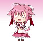  ahoge animal_ears blush bun_cover chibi dog_days dog_ears dog_tail dress millhiore_f_biscotti o_o pink_hair pixiv_thumbnail smile solo tail wendy_(pixiv347967) 