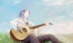  clouds guitar kamui_gakupo sky vocaloid 