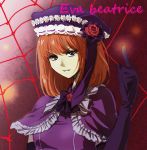  dress elbow_gloves eva_beatrice flower gloves hat konoe_(vis9191) orange_hair purple_eyes rose solo spider_web umineko_no_naku_koro_ni violet_eyes 