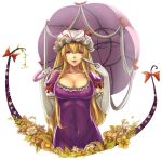  bad_id blonde_hair breasts elbow_gloves gap gloves hat highres long_hair purple_eyes russellc solo touhou umbrella violet_eyes yakumo_yukari 