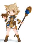  book boots brown_eyes brown_hair cat_ears fantasy original pointy_ears potion ran_system short_hair solo staff tunic 