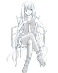  crossed_legs cup evangeline_a_k_mcdowell long_hair mahou_sensei_negima mahou_sensei_negima! monochrome necktie shoes simple_background sitting skirt teacup thigh-highs thighhighs tomoyo_(artist) vampire very_long_hair white_background zettai_ryouiki 