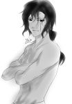 1other 2009 artist_request crossed_arms disney kyeonjoo male male_focus monochrome personification ponytail scar scar_(disney) shirtless signature smile smirk solo the_lion_king topless