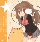  cat doruji lennon little_busters!! long_hair momoniku_(taretare-13) natsume_rin ponytail red_eyes school_uniform 