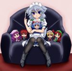  blue_eyes blush boots chair dog_ears dog_tail fang flandre_scarlet frills green_eyes hong_meiling inu_sakuya izayoi_sakuya kemonomimi_mode knife koakuma maid maid_headdress panties pantyhose patchouli_knowledge purple_eyes red_eyes remilia_scarlet sebasu smile tail touhou 