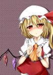  cuffs flandre_scarlet hat ponytail red_eyes short_hair side_ponytail suterii touhou wings 