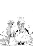  annoyed bat_wings book comic dress fang hat long_hair monochrome multiple_girls patchouli_knowledge remilia_scarlet rubble shino_(ponjiyuusu) short_hair tears touhou translated translation_request vampire wings 