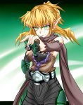  blonde_hair green_eyes kamen_rider kamen_rider_kabuto_(series) kamen_rider_kick_hopper kumapan mizuhashi_parsee parody pointy_ears scarf touhou 