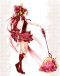  food food_themed_clothes fork fruit hair_as_food legs long_hair original personification red_eyes red_hair redhead routemoc solo strawberry very_long_hair 