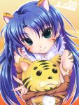  animal_ears blue_hair idolmaster kisaragi_chihaya long_hair namekuji tiger_ears very_long_hair 