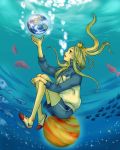  blonde_hair blue_eyes crown fish globe komatsu komatsu_(artist) long_hair nino_(arakawa) planet shoes underwater uwabaki 