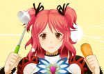  bad_id brown_eyes carrot cheria_barnes ladle ma pink_hair tales_of_(series) tales_of_graces two_side_up yellow_background 