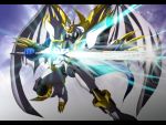  claws digimon digimon_adventure_02 digimon_adventures_02 imperialdramon imperialdramon_paladin_mode letterboxed monster no_humans solo sword takayuuki weapon wings 