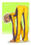  blonde_hair bruce_lee&#039;s_jumpsuit bruce_lee's_jumpsuit green_eyes hands_reach_floor huang_baoling machomucho shoes short_hair sneakers solo tiger_&amp;_bunny top-down_bottom-up 