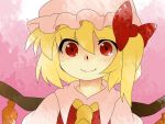 aenobas ascot blonde_hair bow comic flandre_scarlet hair_bow hammer_(sunset_beach) hat red_eyes short_hair side_ponytail silent_comic smile solo the_embodiment_of_scarlet_devil touhou wings 