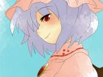  aenobas brooch comic hammer_(sunset_beach) hat jewelry lavender_hair profile red_eyes remilia_scarlet short_hair silent_comic smile solo touhou 