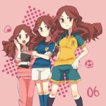  bad_id brown_eyes brown_hair crossed_arms inazuma_eleven inazuma_eleven_(series) long_hair mkrnsrd open_mouth raimon_natsumi soccer_uniform track_suit 