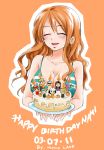  :d bare_shoulders breasts brook cake candle character_name cleavage closed_eyes dated eyes_closed fire flame food franky happy happy_birthday highres large_breasts long_hair monkey_d_luffy mono_land nami nico_robin objectification one_piece open_mouth orange_hair roronoa_zoro sanji smile tony_tony_chopper usopp wavy_hair 