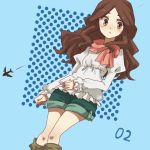  bad_id boots brown_eyes brown_hair inazuma_eleven inazuma_eleven_(series) long_hair mkrnsrd raimon_natsumi scarf shorts 