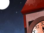  aenobas clock comic full_moon hammer_(sunset_beach) moon night no_humans outdoors silent_comic sky star touhou 