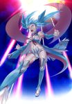  aqua_eyes aqua_hair artist_request breasts cleavage_cutout hands highres midriff personification pokemon ruuto_(sorufu) salamence solo sorufu thighhighs twintails wings 