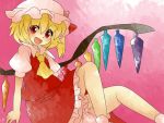  :d aenobas arm_support ascot blonde_hair bloomers blouse bow comic dress flandre_scarlet hair_bow hammer_(sunset_beach) hat leaning_back open_mouth red_eyes short_hair side_ponytail silent_comic sitting skirt smile solo the_embodiment_of_scarlet_devil touhou wings 