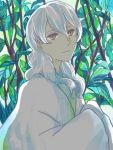  bust emuchi grey_hair hands_in_sleeves izanami japanese_clothes kimono leaf lips looking_at_viewer persona persona_4 smile solo tree wavy_hair 