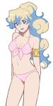  1girl alternate_hairstyle armlet bikini earrings front-tie_top jewelry long_hair mosako multicolored_hair navel nia_teppelin ponytail solo swimsuit symbol-shaped_pupils tengen_toppa_gurren-lagann tengen_toppa_gurren_lagann two-tone_hair 