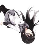  akemi_homura bad_id black_legwear dutch_angle face long_hair magical_girl mahou_shoujo_madoka_magica pantyhose purple_eyes simple_background skirt soburi solo upside-down violet_eyes 