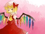  aenobas arm_behind_back ascot blonde_hair blouse bow closed_eyes comic eyes_closed flandre_scarlet hair_bow hammer_(sunset_beach) hat side_ponytail silent_comic skirt smile solo the_embodiment_of_scarlet_devil touhou wings 