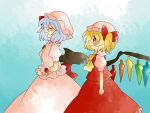  aenobas ascot blonde_hair blouse bow brooch closed_eyes comic dress eyes_closed flandre_scarlet hair_bow hammer_(sunset_beach) hat jewelry large_bow lavender_hair multiple_girls open_mouth red_eyes remilia_scarlet short_hair siblings side_ponytail silent_comic sisters smile touhou wings wrist_cuffs 