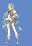  blue blue_background blue_hair bow branch_(blackrabbits) character_request cure_marine green_eyes hands_on_hips heartcatch_precure! kurumi_erika long_hair magical_girl precure solo standing thigh-highs thighhighs very_long_hair white_legwear 