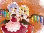 :d aenobas alternate_costume apron blonde_hair bow bowtie comic dress enmaided flandre_scarlet hammer_(sunset_beach) hands_on_shoulders lavender_hair maid maid_headdress multiple_girls open_mouth red_eyes remilia_scarlet short_hair siblings silent_comic sisters smile touhou wings wink wrist_cuffs 