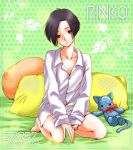  dress_shirt kobayakawa_rinko love_plus pillow same_(pixiv2229476) shirt short_hair solo stuffed_animal stuffed_toy 