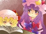 aenobas blonde_hair book bow closed_eyes comic crescent eyes_closed flandre_scarlet hair_bow hammer_(sunset_beach) hat multiple_girls patchouli_knowledge purple_eyes purple_hair side_ponytail silent_comic sleeping the_embodiment_of_scarlet_devil touhou twintails violet_eyes 