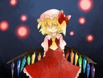  ascot blonde_hair blouse bow comic dress flandre_scarlet frown hair_bow hair_over_eyes hammer_(sunset_beach) hat lights shaded_face shadow_over_eyes short_hair side_ponytail silent_comic skirt solo the_embodiment_of_scarlet_devil touhou wings 