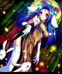  animal_ears armpits bamboo bamboo_forest blue_hair breasts bunny bunny_ears china_dress chinese_clothes elbow_gloves flower forest full_moon gloves hair_flower hair_ornament highres idolmaster large_breasts long_hair miura_azusa moon natsu_(anta_tte_hitoha) nature purple_eyes rabbit side_slit solo taut_shirt thigh-highs thighhighs violet_eyes 