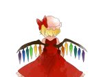  aenobas blonde_hair blouse bow comic flandre_scarlet from_behind hair_bow hammer_(sunset_beach) hat short_hair side_ponytail silent_comic skirt solo touhou wings 