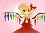  aenobas arms_behind_back ascot blonde_hair blouse bow comic expressionless flandre_scarlet hair_bow hammer_(sunset_beach) hat red_eyes short_hair side_ponytail silent_comic skirt solo touhou wings 