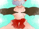  aenobas bow comic dress from_behind hammer_(sunset_beach) hat large_bow lavender_hair remilia_scarlet short_hair silent_comic solo touhou wings 