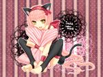  animal_ears blush cat_ears happy nekomimi nekomura_iroha pink_hair short_hair solo tail thighhighs vocaloid wallpaper yayoi yellow_eyes 