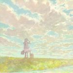  boots briefcase cloud from_behind grass holding long_hair looking_up luggage original pon_(cielo) river salute skirt sky solo standing twintails water wind 
