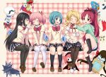  akemi_homura anja_(madoka_magica) anthony_(madoka_magica) black_hair black_legwear blonde_hair blue_door blue_eyes blush boots bow butterfly_wings charlotte_(madoka_magica) closed_eyes cup drill_hair eyes_closed fang h.n.elly_(kirsten) hair_bow hair_ornament hair_ribbon hairclip halo highres kaname_madoka long_hair mahou_shoujo_madoka_magica miki_sayaka monitor open_mouth pantyhose pink_hair plaid plaid_background pocky ponytail pyotr_(madoka_magica) red_eyes red_hair redhead ribbon sakura_kyouko saucer school_uniform short_shorts short_twintails shorts skirt smile star teacup thigh-highs thighhighs tomoe_mami tongue twin_drills twintails ulla_(madoka_magica) white_legwear wings 