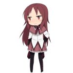  adapted_costume akemi_homura akemi_homura_(cosplay) alternate_hairstyle black_legwear chibi cosplay hair_down knt31 long_hair magical_girl mahou_shoujo_madoka_magica pantyhose red_eyes red_hair redhead sakura_kyouko simple_background skirt solo tsuzuya_(knt31) 