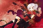  blush boots chinese_clothes grey_hair hairpins original ponytail red_eyes short_hair solo wallpaper white_hair zeiva 